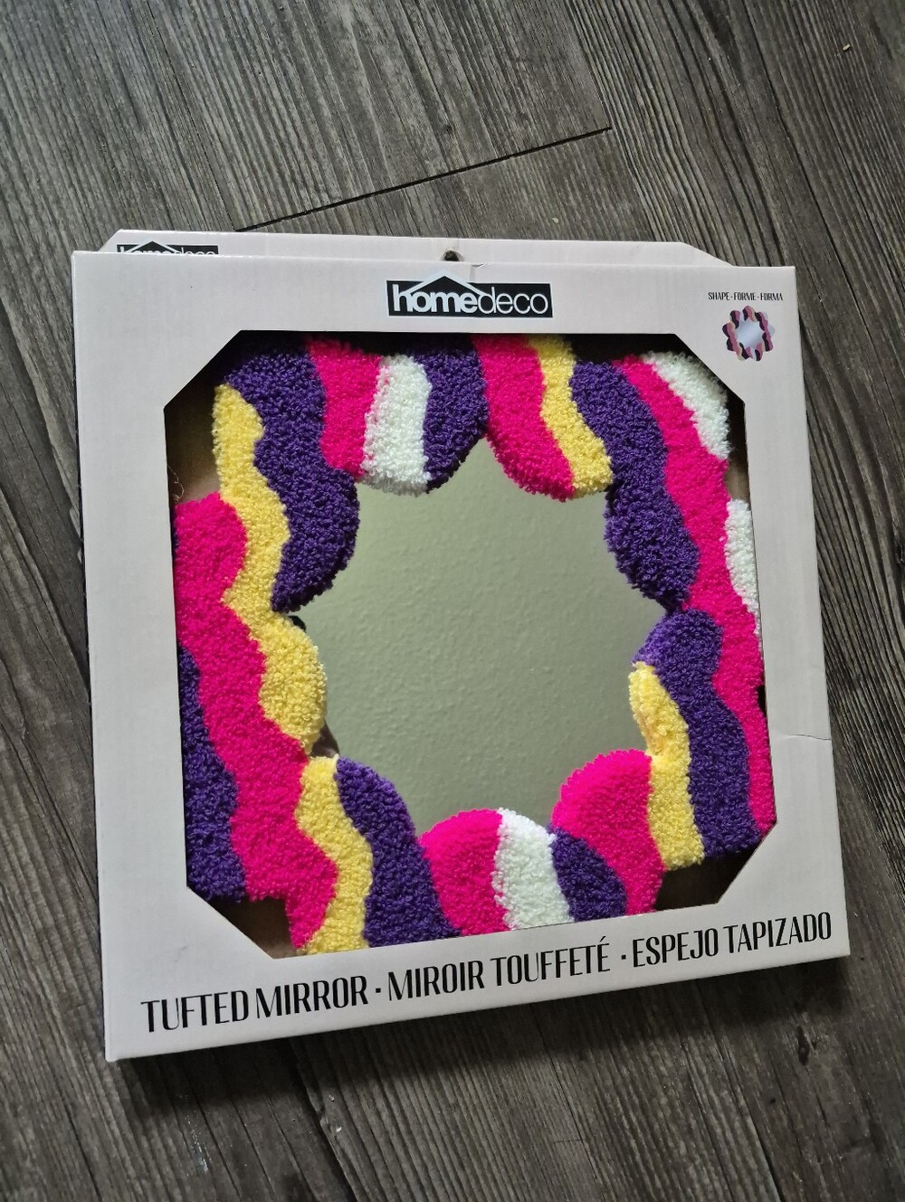 New! Boho 11"  homedeco Tufted Decorative Mirror - Pink, Purple, Yellow, White